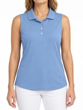 Peter Millar Women's Light Blue Sleeveless Stretch Mesh Golf Polo Size Large